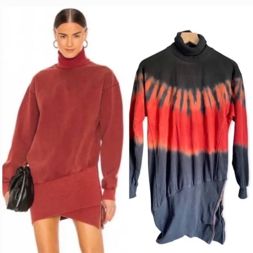 Nwt Young Fabulous & Broke Revolve Tie Dye Turtleneck Asymmetrical Baddie Dress